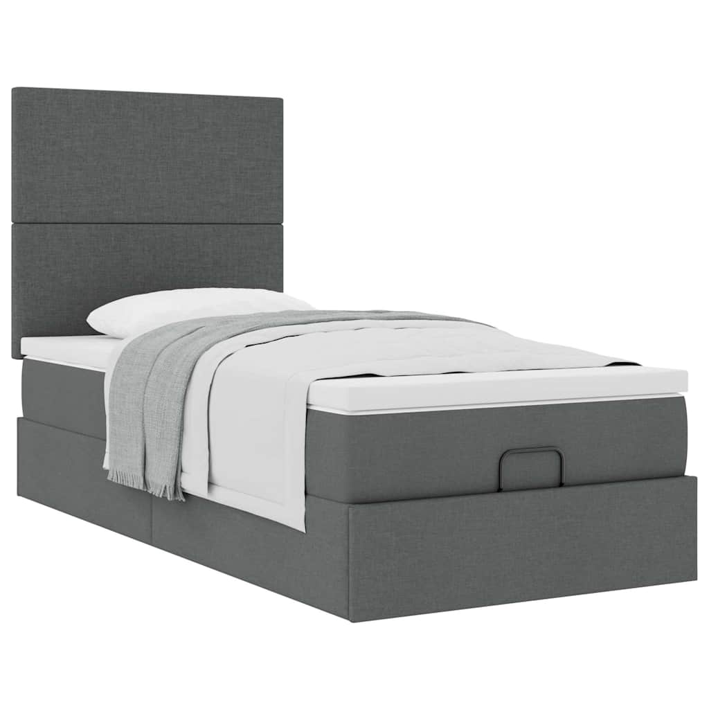 Cadre de lit ottoman et matelas gris vente clair 90x190 cm tissu cadre de lit vidaXL