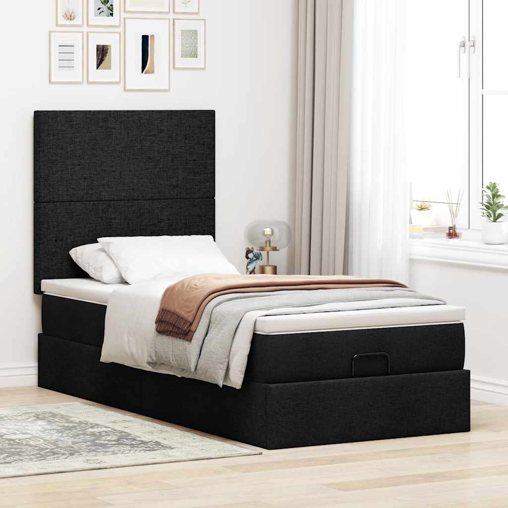 vidaXL Ottoman bed met matras 90x190cm stof zwart, foto 2