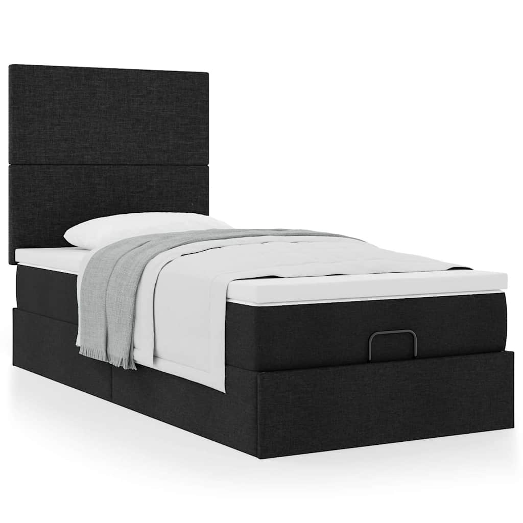 Ottoman-Bett mit Matratze Schwarz 90×190 cm Stoff