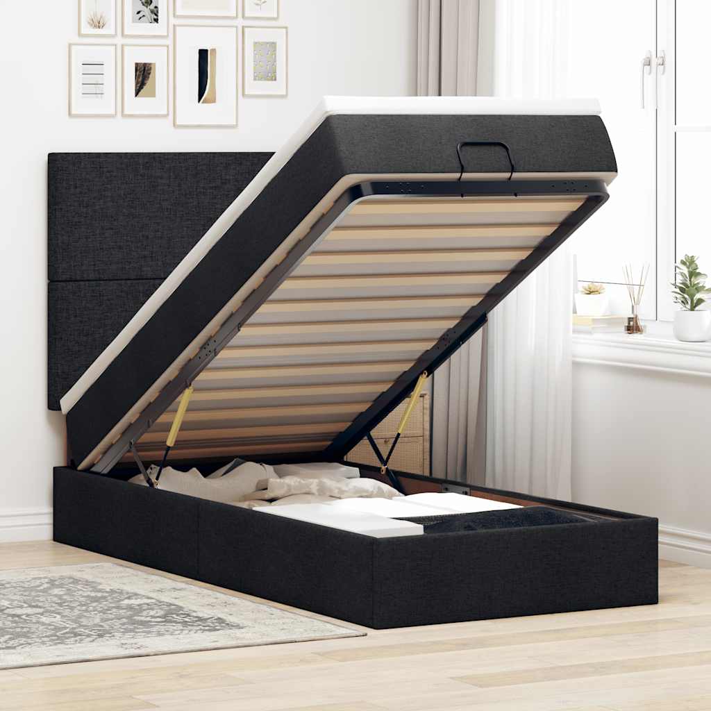 vidaXL osmannisk sengeramme med madras 90x190 cm stof sort