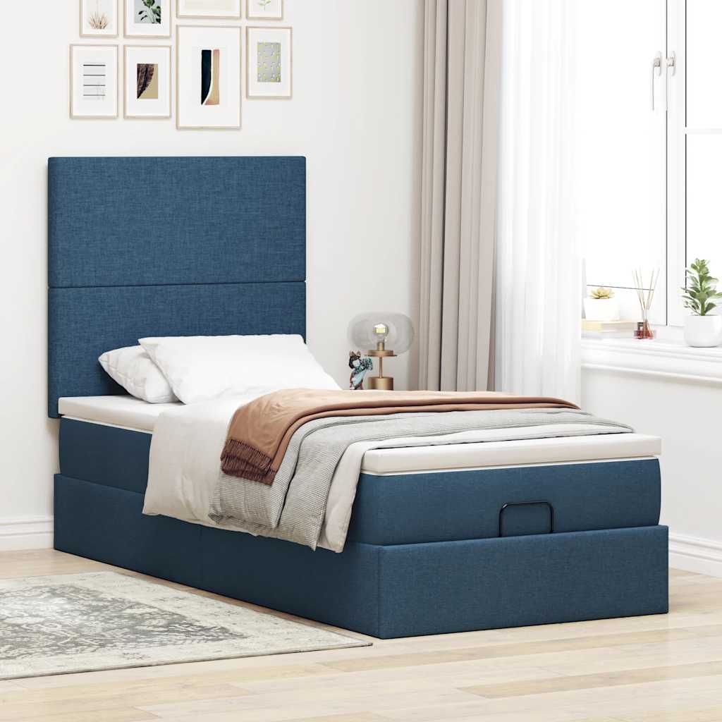 vidaXL Ottoman bed met matras 90x190cm stof blauw, foto 2