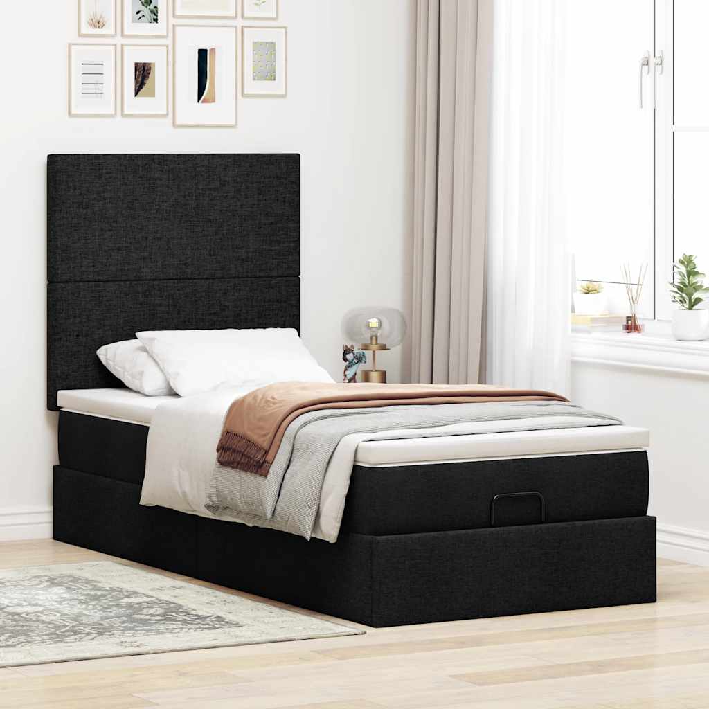 vidaXL Bed met matras 100x200 cm stof zwart afbeelding