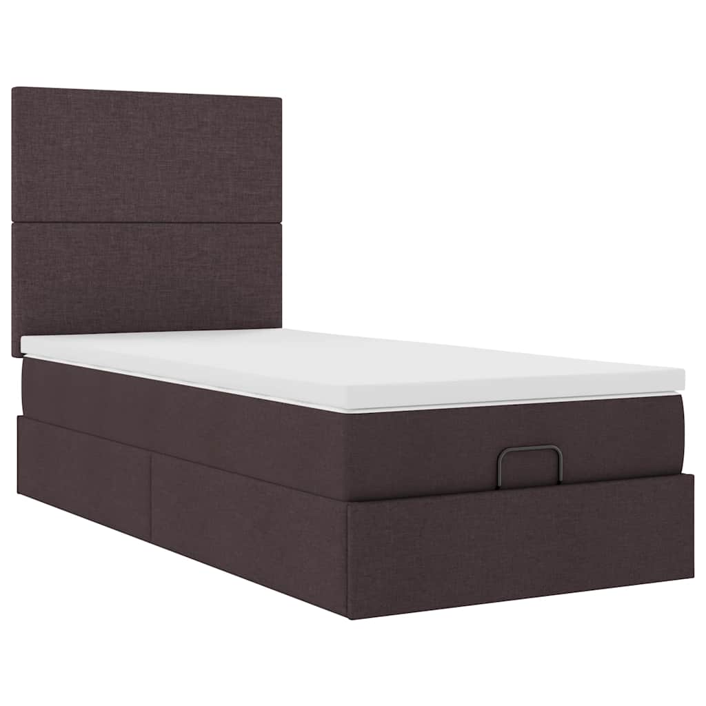 vidaXL Bed met matras 100x200 cm stof donkerbruin bruin, foto 4