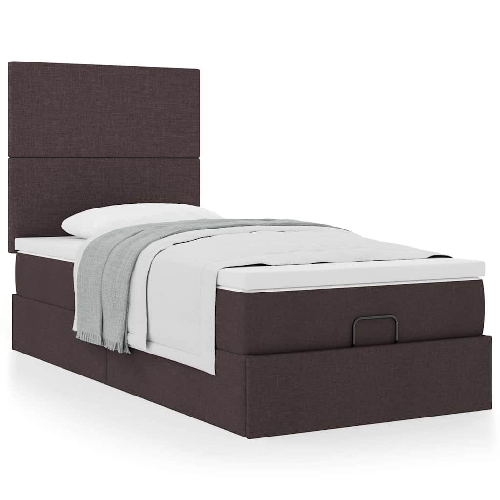 Ottoman-Bett mit Matratze Dunkelbraun 100×200 cm Stoff