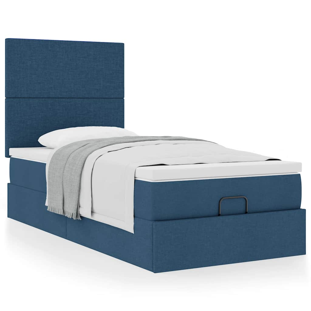 Ottoman-Bett mit Matratze Blau 100×200 cm Stoff