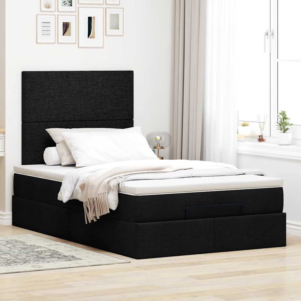 vidaXL Ottoman bed met matras 120x190 cm stof zwart afbeelding