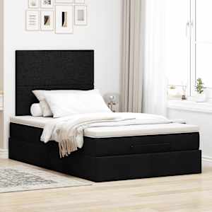 Osmanský rám postele s matrací černá 120x190 cm textil - obrázek 3