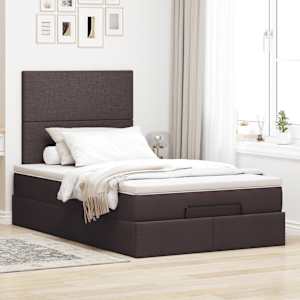 Osmanský rám postele s matrací tmavě hnědá 120x190cm textil - obrázek 3