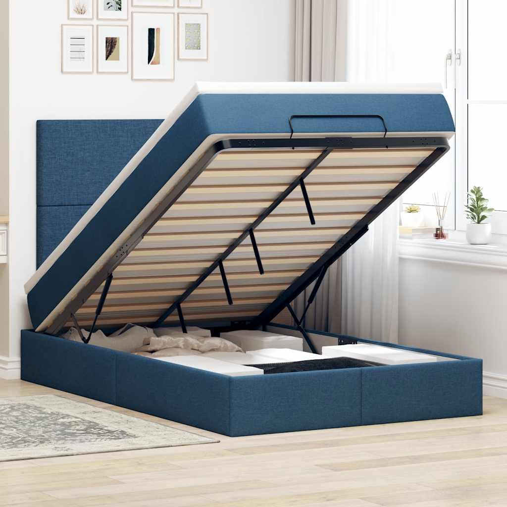vidaXL osmannisk sengeramme med madras 120x190 cm stof blå
