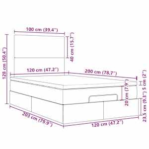 Osmanský rám postele s matrací černá 120x200cm textil - obrázek 16