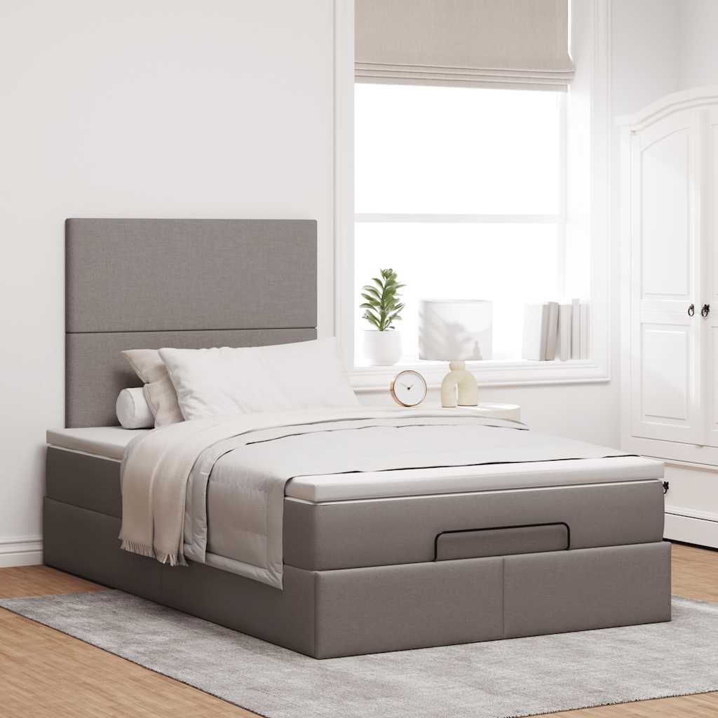 vidaXL Ottoman bed met matras 120x200cm stof taupe, foto 2