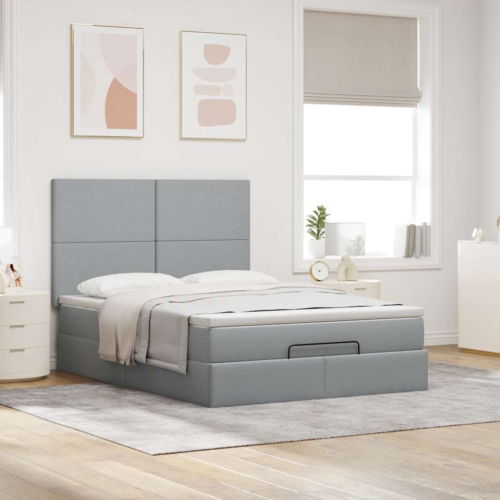 Thumbnail - vidaXL Ottoman-Bett mit Matratze Hellgrau 140x190 cm Stoff
