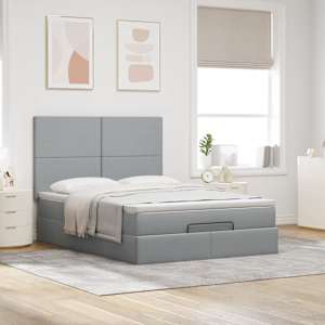 Osmanský rám postele s matrací světle šedá 140x190cm textil - obrázek 3