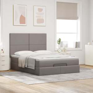 Osmanský rám postele s matrací taupe 140x190cm textil - obrázek 3