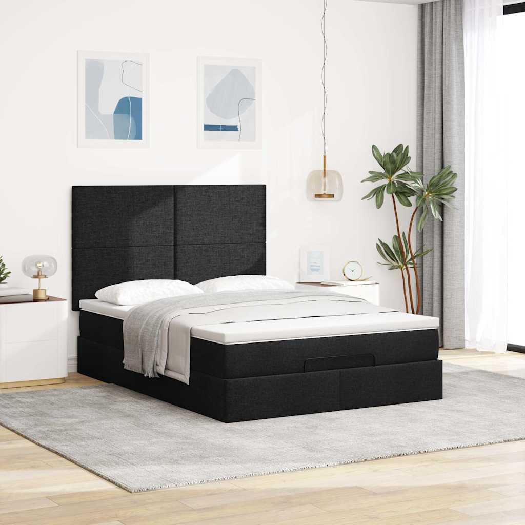 Thumbnail - vidaXL Ottoman-Bett mit Matratze Schwarz 140x200 cm Stoff