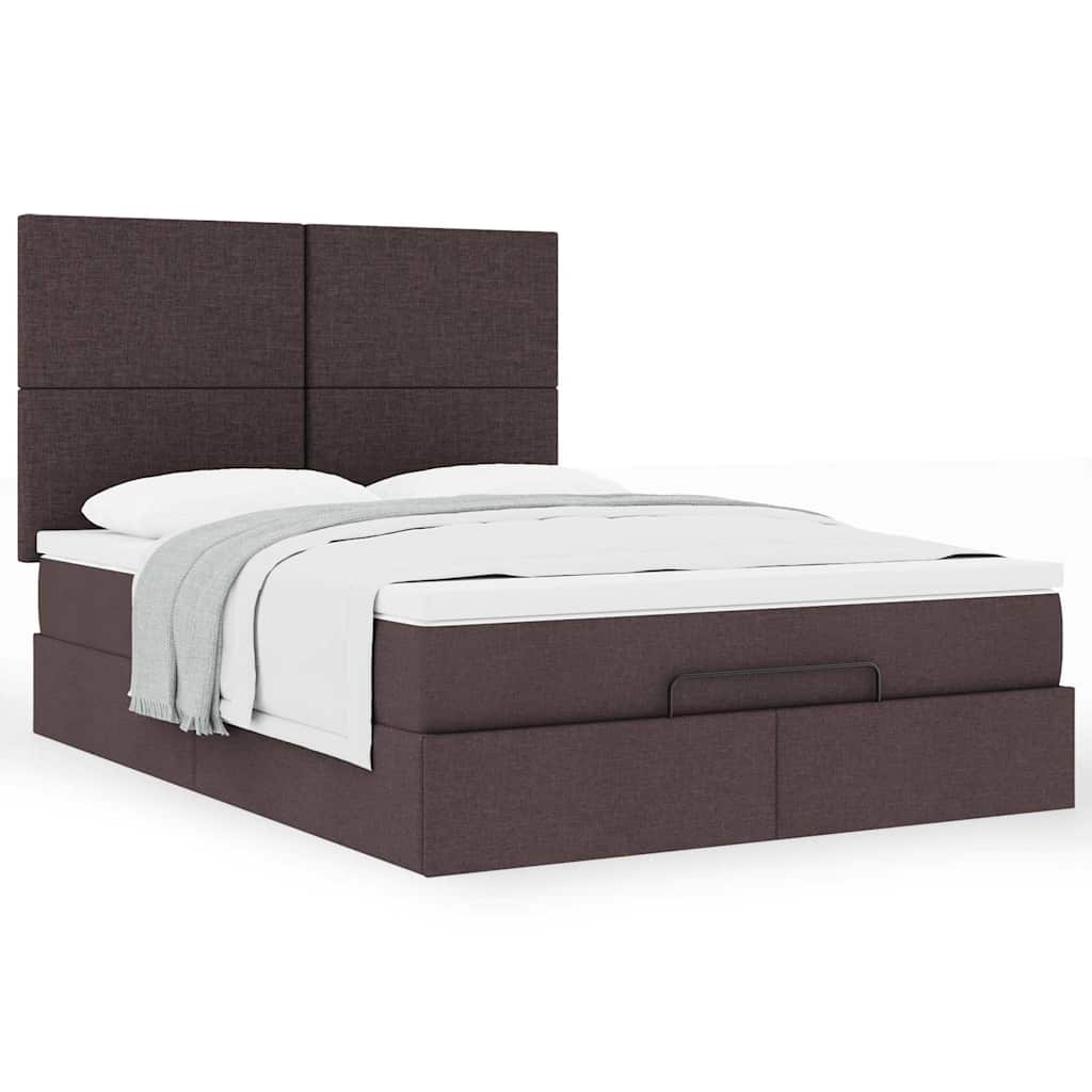 vidaXL Ottoman-Bett mit Matratze Dunkelbraun 140x200 cm Stoff