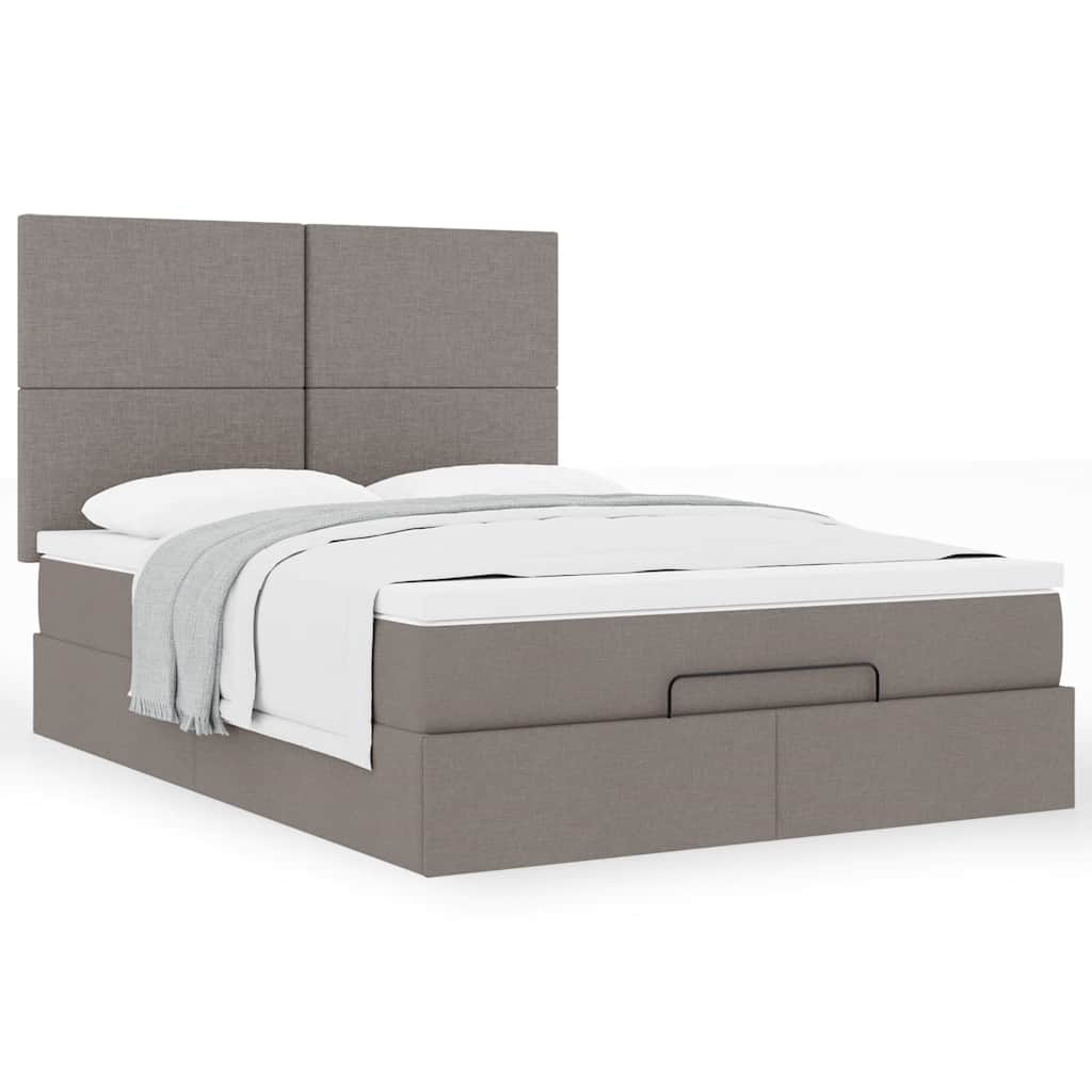 vidaXL Ottoman-Bett mit Matratze Taupe 140x200 cm Stoff