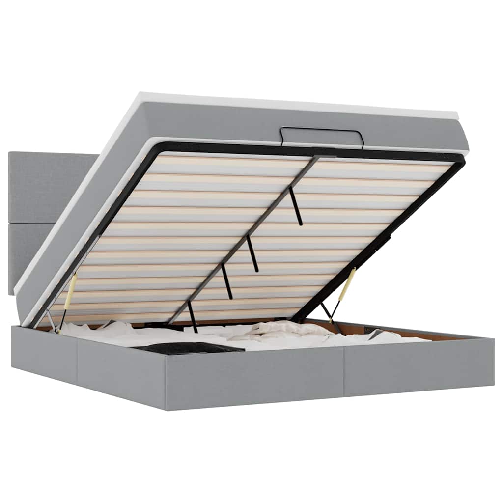 vidaXL Osmanský rám postele s matrací světle šedá 160x200cm textil