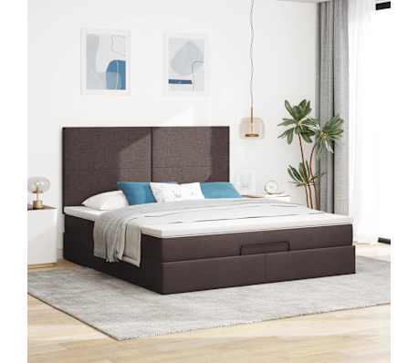 VidaXL Cadre de lit ottoman avec matelas marron fonc&eacute; 160x200 cm tissu