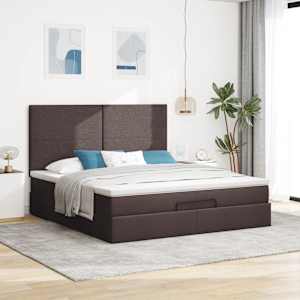 VidaXL Cadre de lit ottoman avec matelas marron fonc&eacute; 160x200 cm tissu