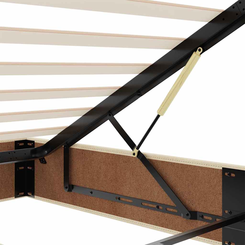 Otomanski posteljni okvir z vzmetnico krem 160x200 cm blago - slika 13