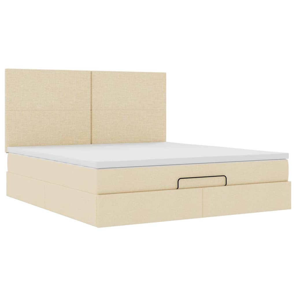vidaXL Ottoman bed met matras 160x200cm stof crèmekleurig, foto 4