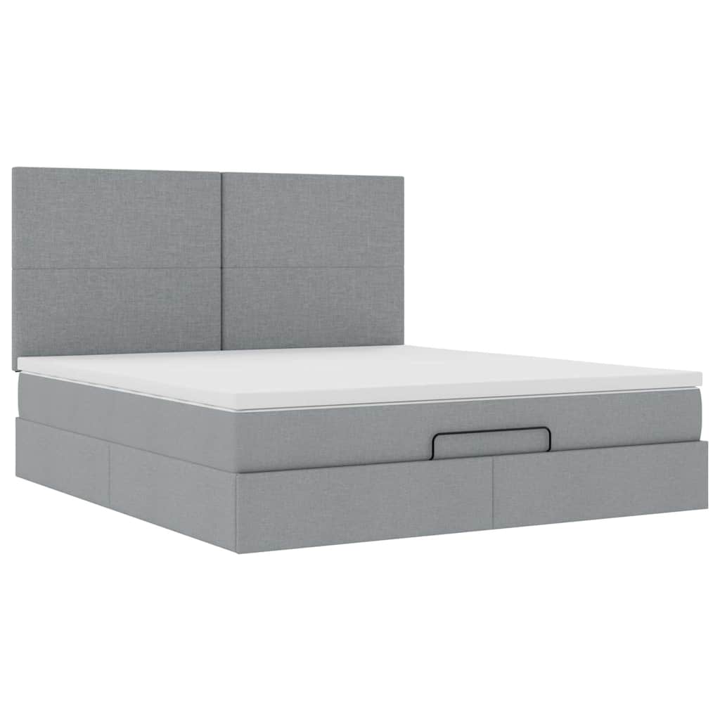 vidaXL Ottoman bed met matras 180x200cm stof lichtgrijs grijs, foto 4
