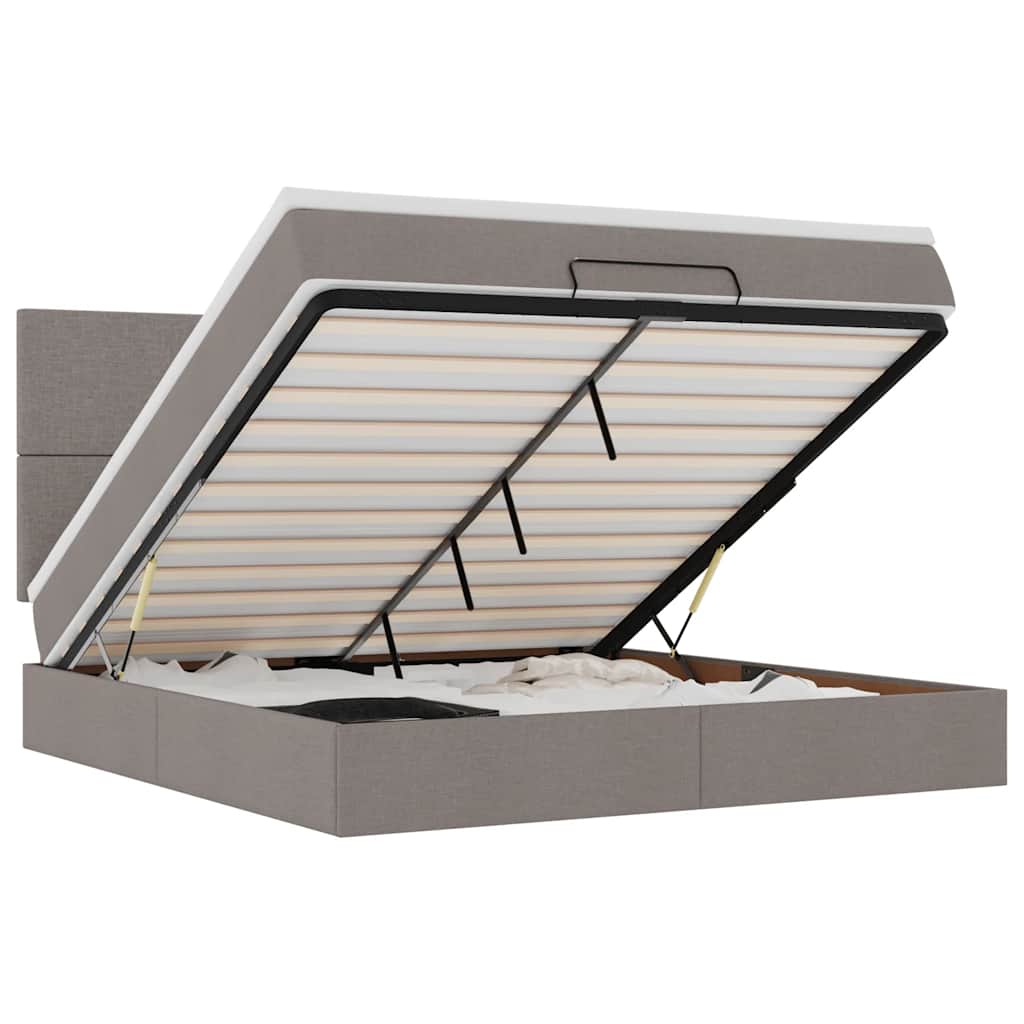 vidaXL Ottoman bed met matras 180x200cm stof taupe, foto 3