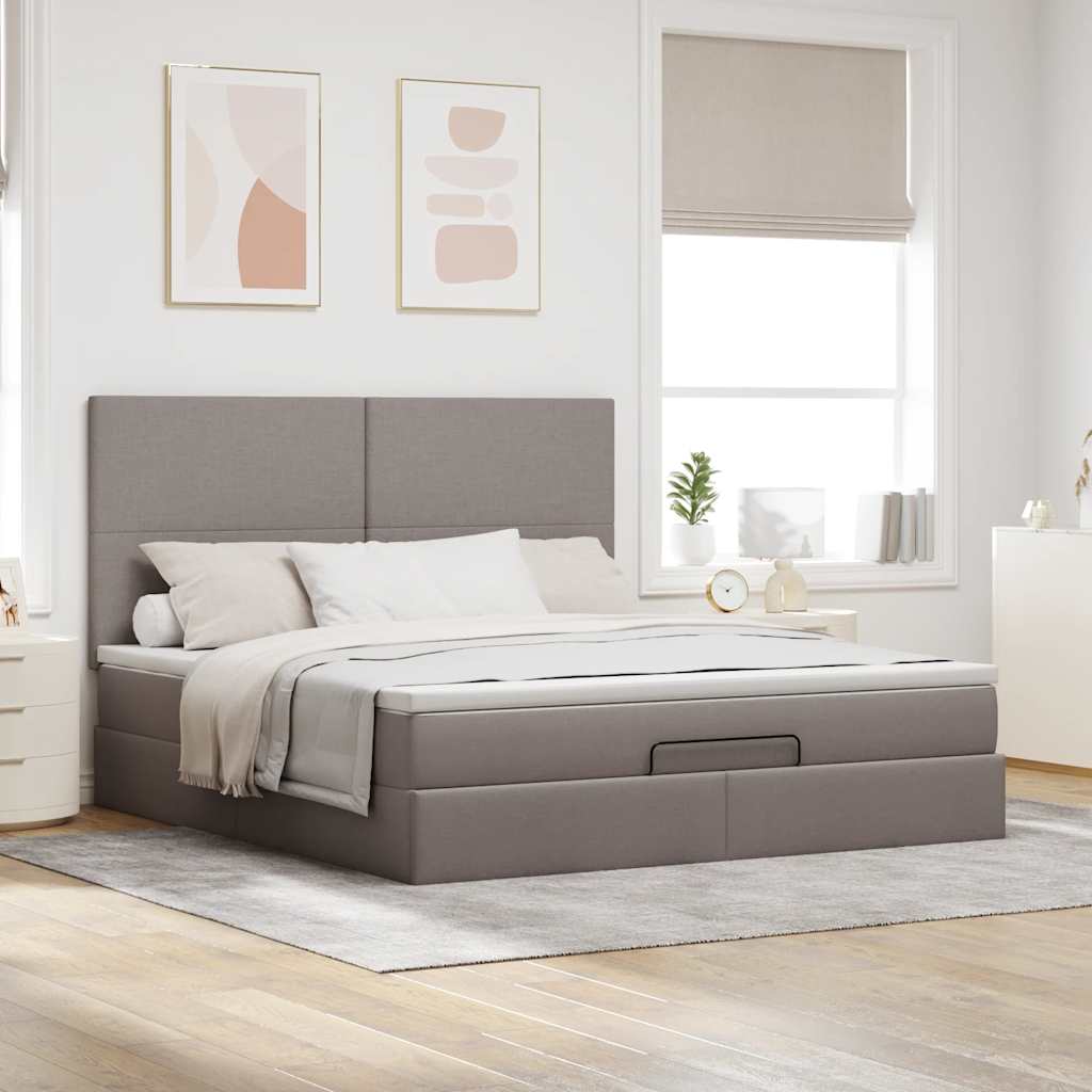 vidaXL Ottoman bed met matras 180x200cm stof taupe, foto 2