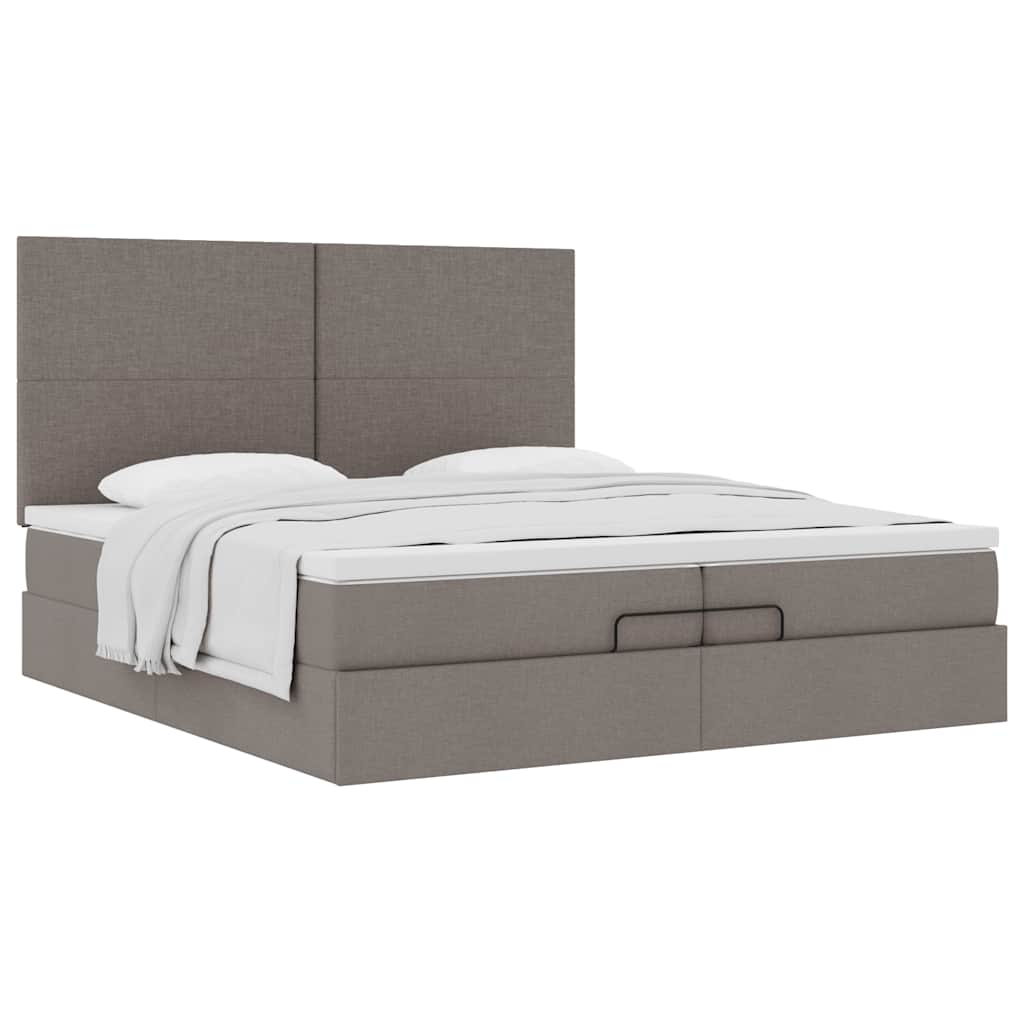 Ottoman-Bett mit Matratzen Taupe 200×200 cm Stoff