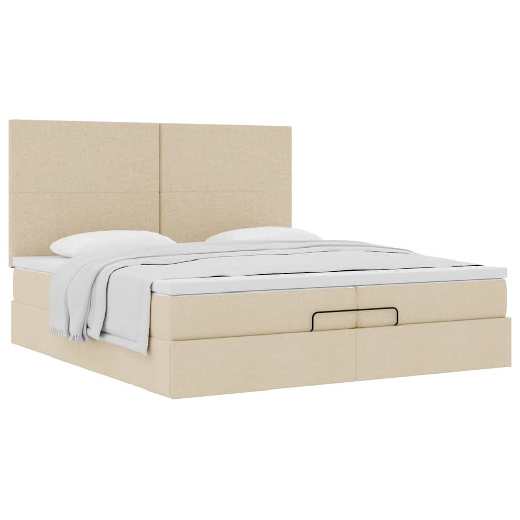 Ottoman-Bett mit Matratzen Creme 200×200 cm Stoff