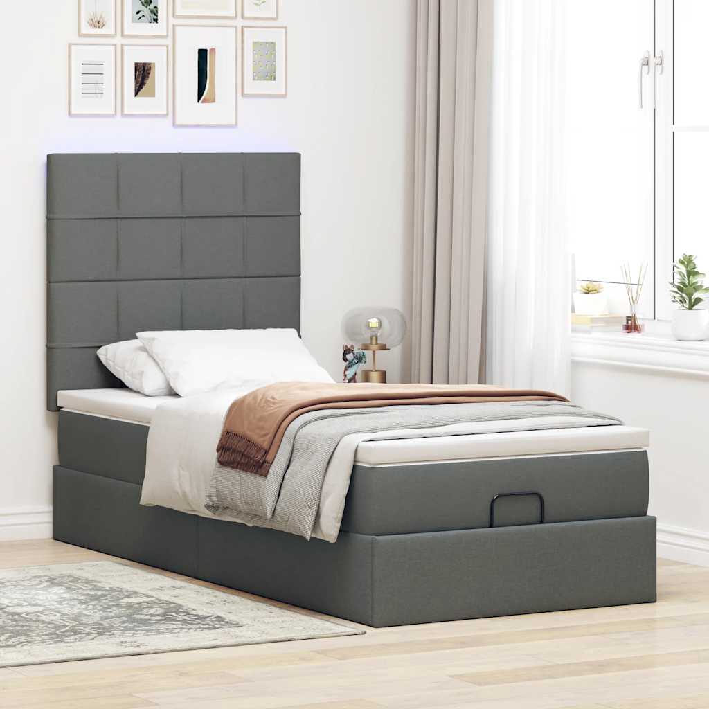 vidaXL Ottoman bed met matras 80x200cm stof donkergrijs grijs, foto 2