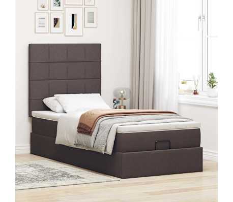 vidaXL Cadre de lit ottoman avec matelas marron fonc&eacute; 80x200 cm tissu