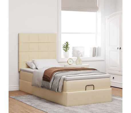 vidaXL Οθωμανικό κρεβάτι με στρώμα Cream 80x200cm ύφασμα