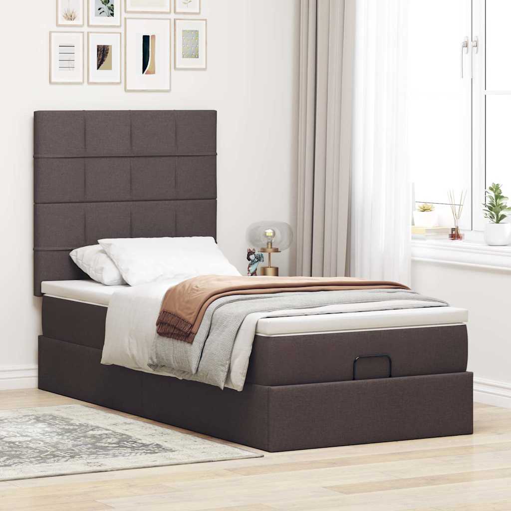 vidaXL Ottoman bed met matras 90x190cm stof donkerbruin afbeelding