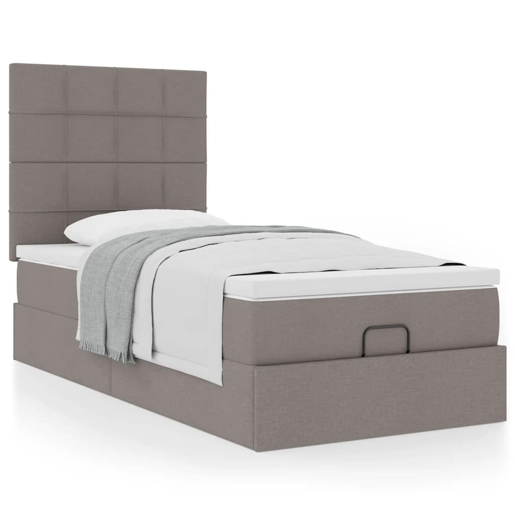 vidaXL Cadru de pat otoman cu saltea Taupe 90x190cm Material