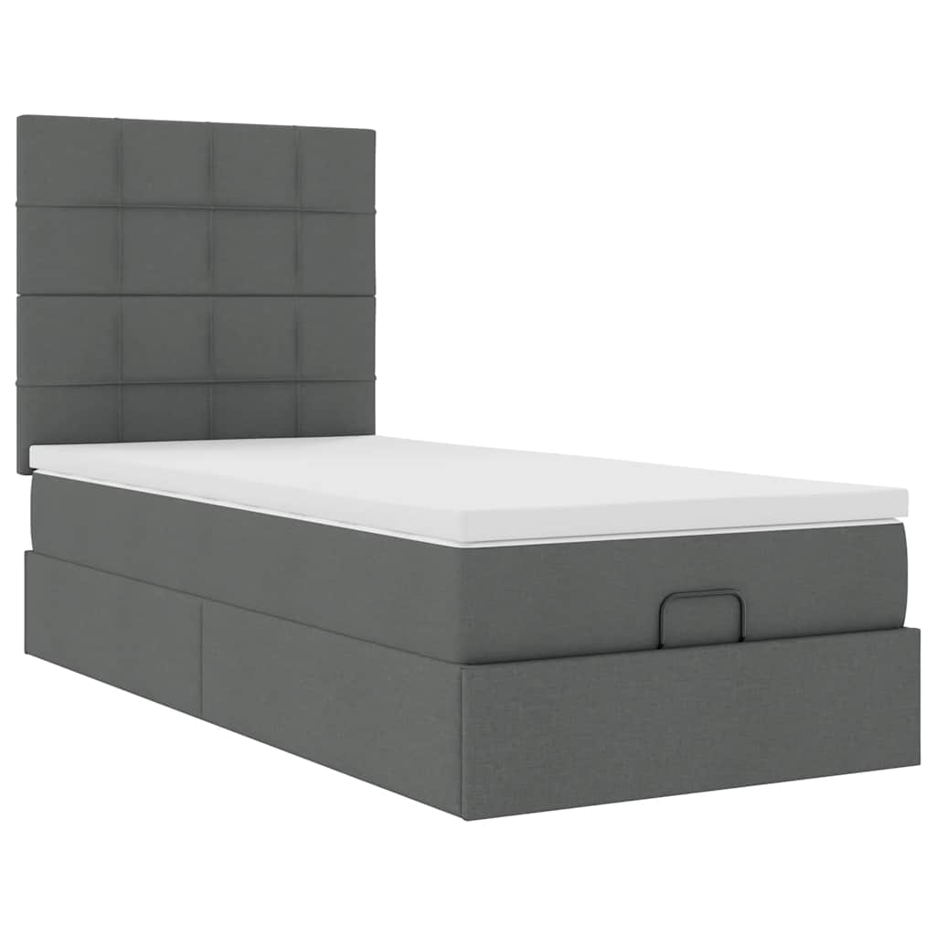 vidaXL Bed met matras 90x200 cm stof donkergrijs grijs, foto 4