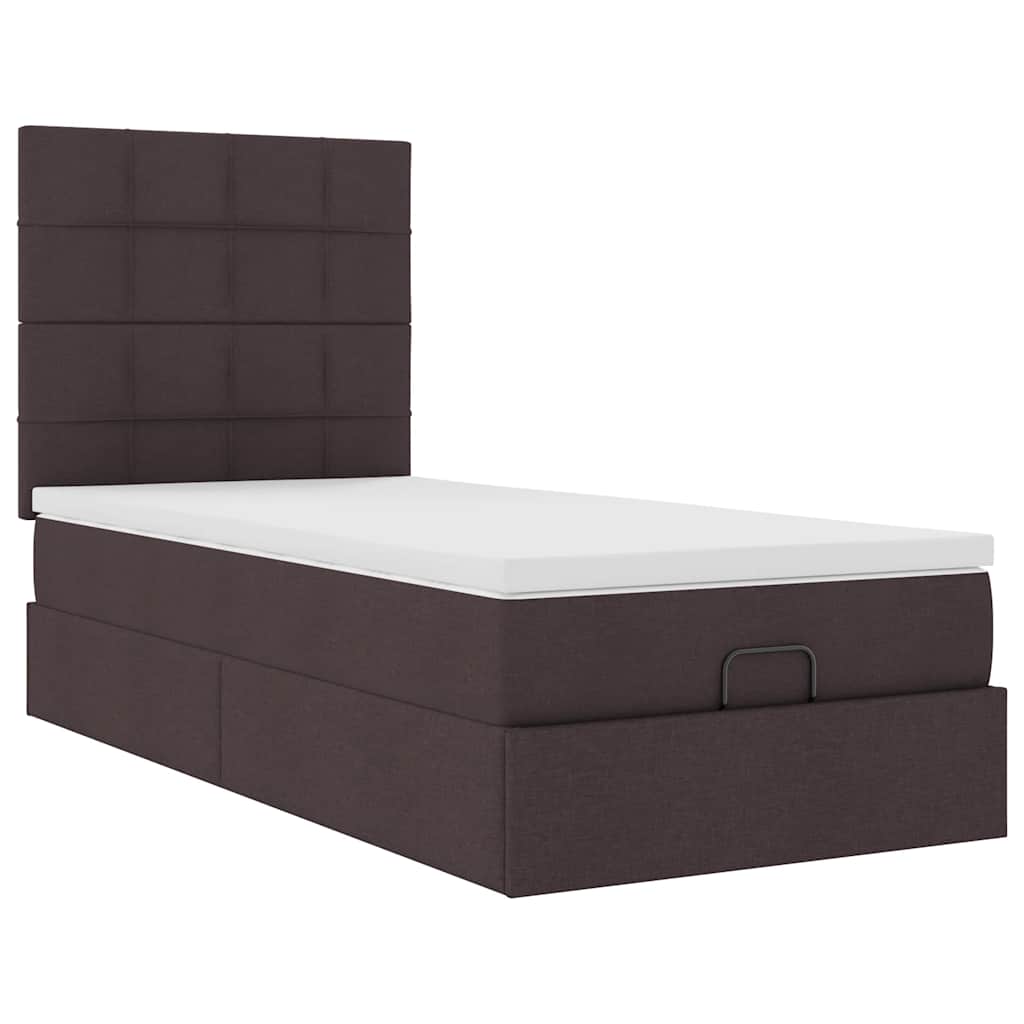 vidaXL Bed met matras 90x200 cm stof donkerbruin bruin, foto 4