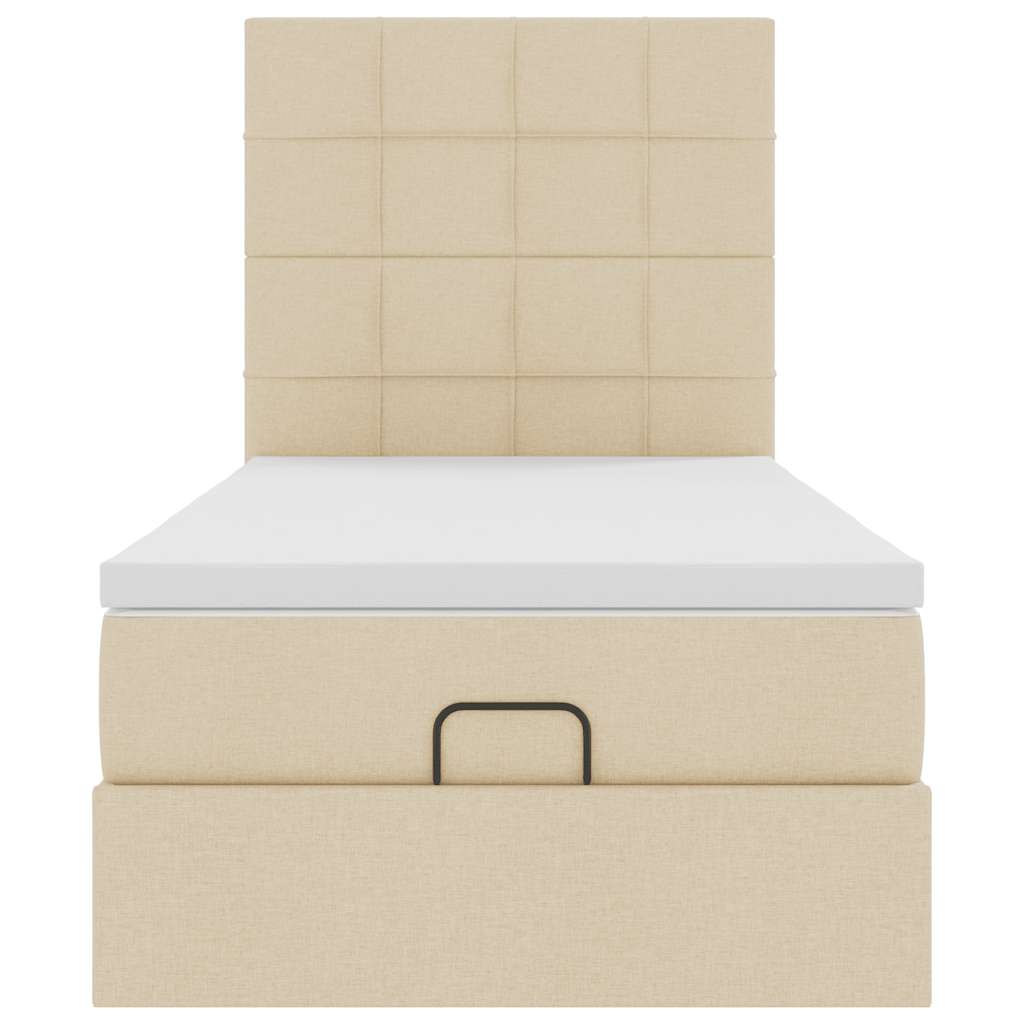 vidaXL Bed met matras 100x200 cm stof crèmekleurig, foto 4