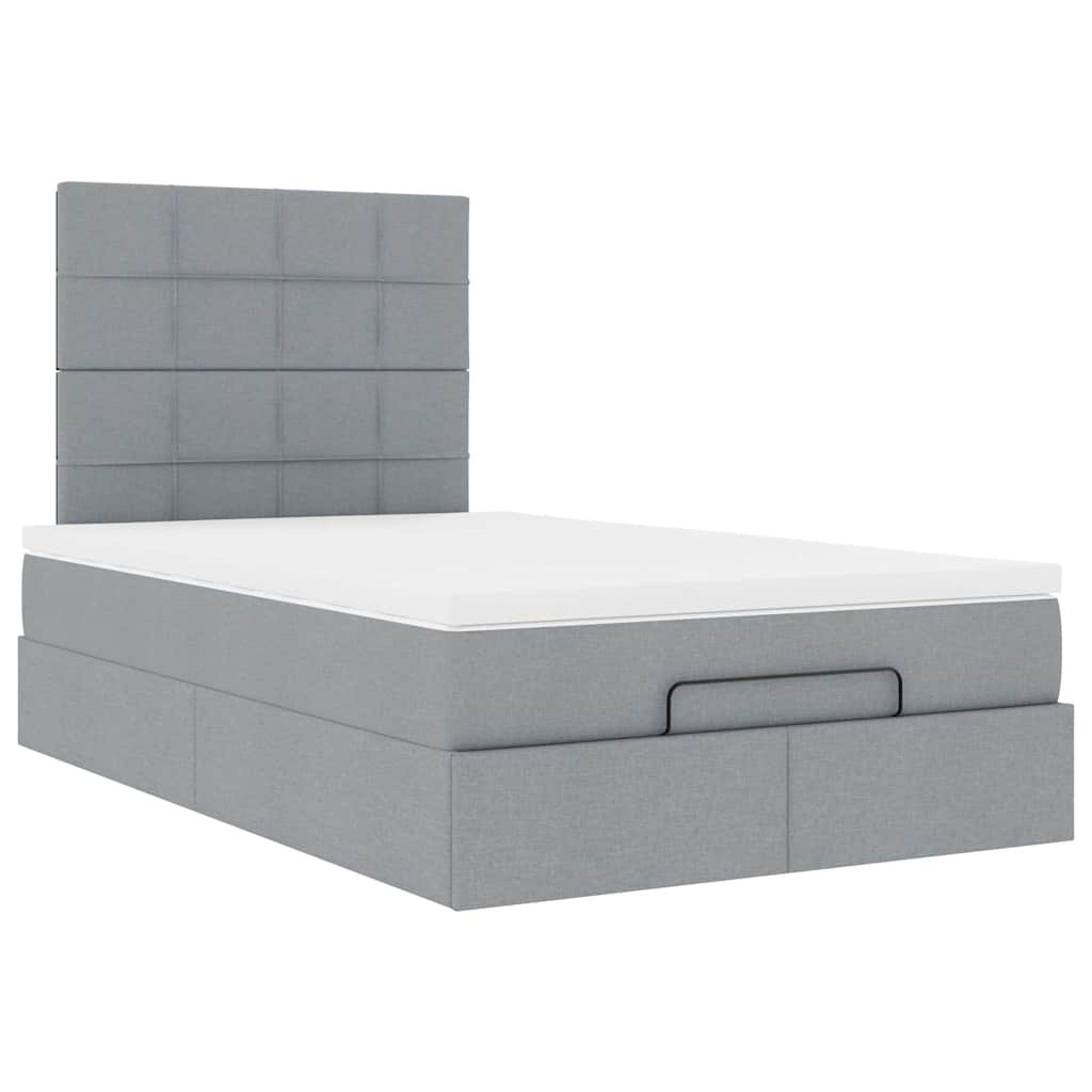 vidaXL Ottoman bed met matras 120x190 cm stof lichtgrijs grijs, foto 4