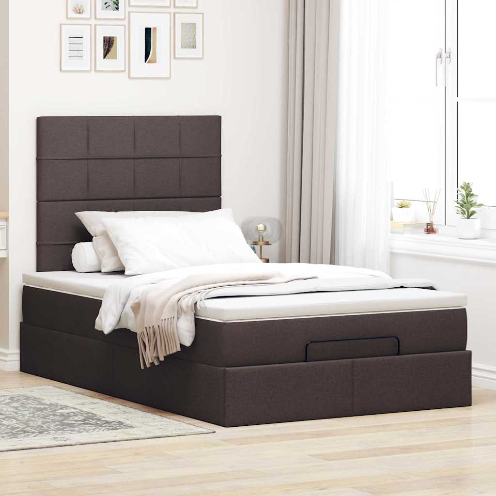 vidaXL Ottoman bed met matras 120x190 cm stof donkerbruin afbeelding