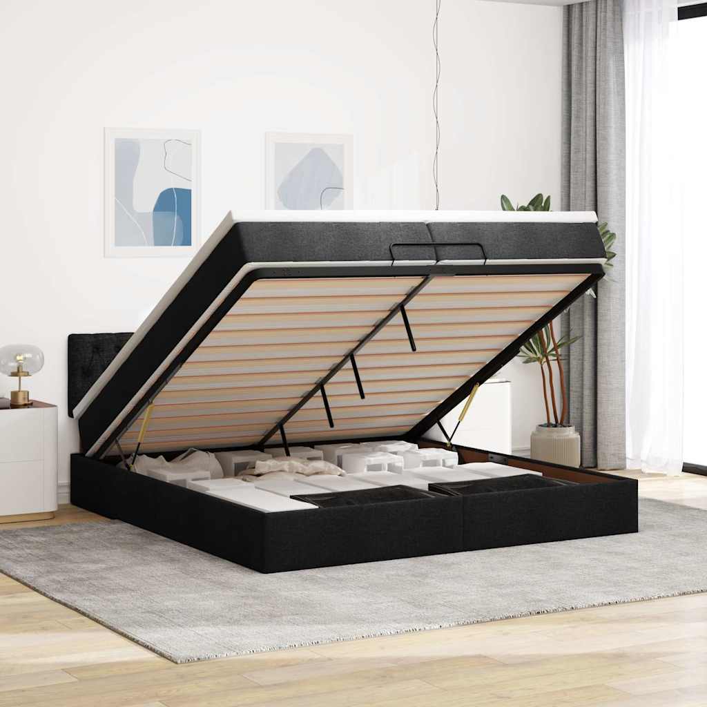 vidaXL Cadru de pat otoman cu saltea țesătură maro închis 120x190 cm