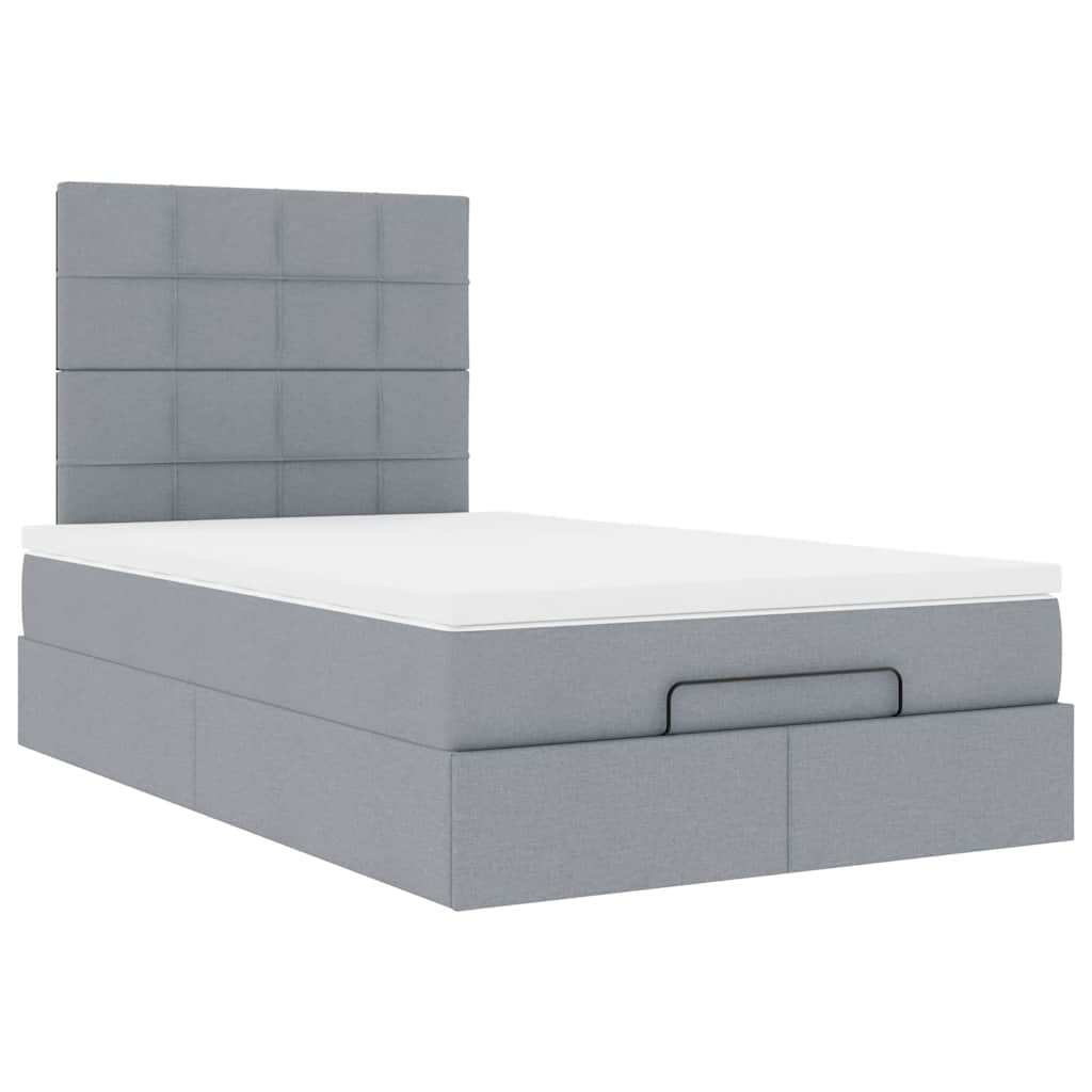 vidaXL Ottoman bed met matras 120x200cm stof lichtgrijs grijs, foto 4