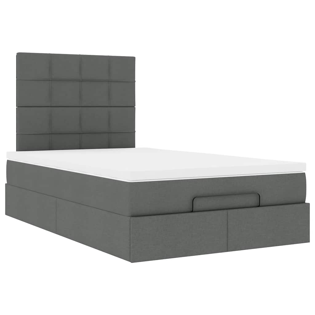 vidaXL Ottoman bed met matras 120x200cm stof donkergrijs grijs, foto 4