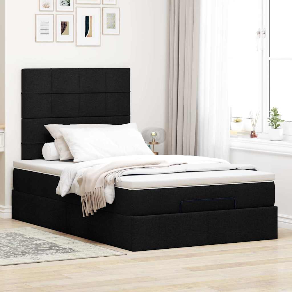 vidaXL Ottoman bed met matras 120x200cm stof zwart afbeelding