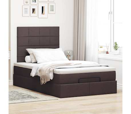 vidaXL Cadre de lit ottoman avec matelas marron fonc&eacute; 120x200 cm tissu