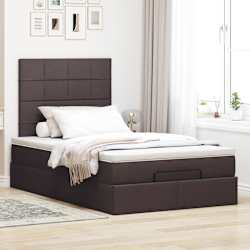 vidaXL Ottoman bed met matras 120x200cm stof donkerbruin
