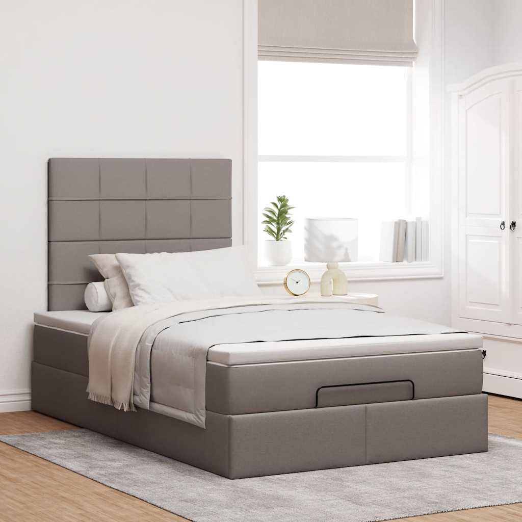 vidaXL Ottoman bed met matras 120x200cm stof taupe, foto 2