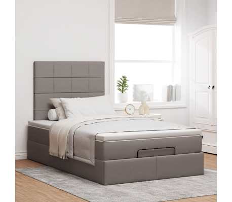 vidaXL Οθωμανικό κρεβάτι με στρώμα Taupe 120x200cm ύφασμα