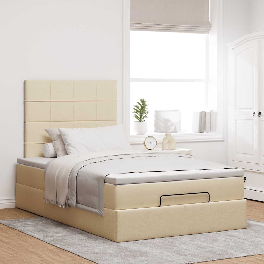 Thumbnail - vidaXL Ottoman-Bett mit Matratze Creme 120x200 cm Stoff
